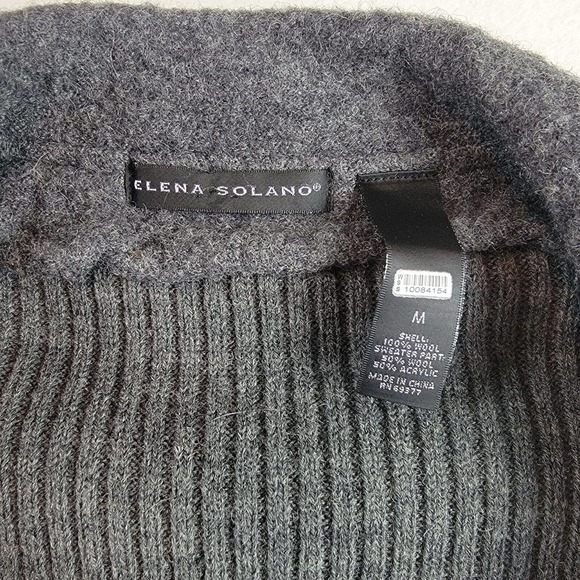 Elena Solano Button Cardigan Medium Women Gray Long Sleeve Wool - Picture 4 of 7